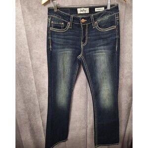 Daytrip Virgo Bootcut Jeans Women's 27R Embroidered Dark Wash Faded Grunge Boho